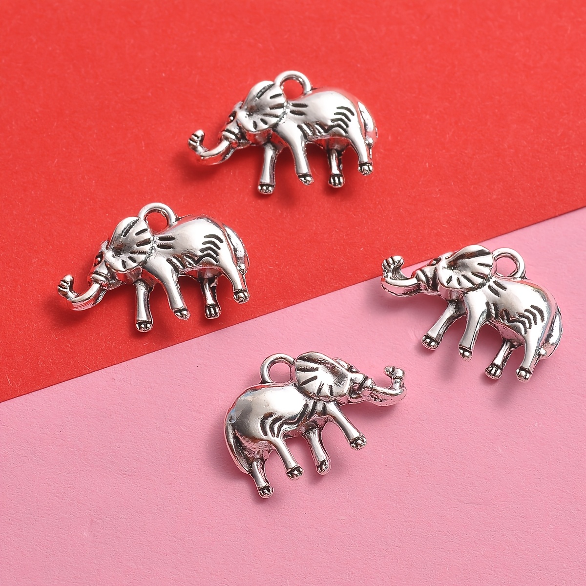 13pcs Elephant Relief Pendant Set, Distressed Finish